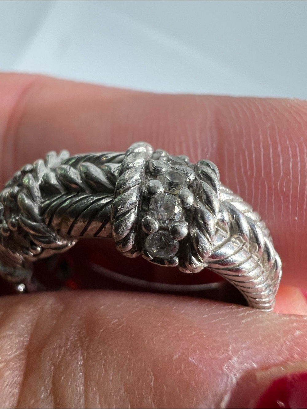 Judith Ripka Silver Braided Floral Band Ring - Picture 12 of 15